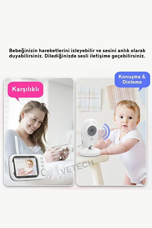 Bebek Kamerası Lcd Ekranlı Gece Görüşlü Bebek Telsizi Bebek Odası Kamerası Monitörü